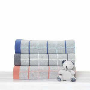 D'Lux Jamie Cotton Knitted Cot Blanket - Blue