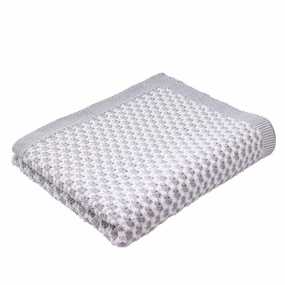 D'Lux Cradle Cotton Knitted Cot Blanket - Grey