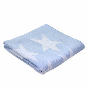 D'Lux Kiki Stars Cotton Knitted Stroller Blanket - Blue