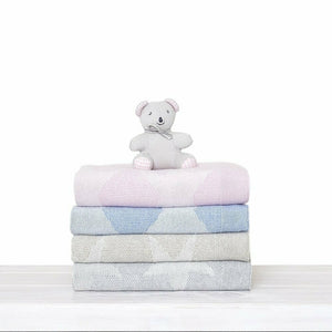 D'Lux Kiki Stars Cotton Knitted Stroller Blanket - Blue