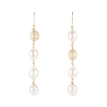 Load image into Gallery viewer, Fairley Golden Pearl Chandelier Earrings
