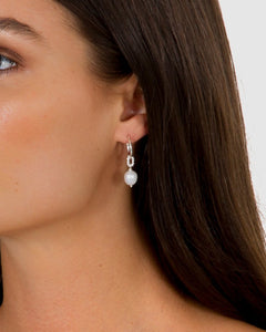 Fairley Pearl Granulation Hoop Earrings