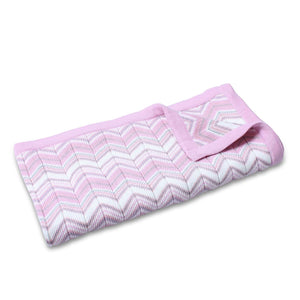 D'Lux Marley Cotton Knitted Zig Zag Cot Blanket - Pink