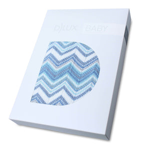 D'Lux Marley Cotton Knitted Zig Zag Cot Blanket - Blue
