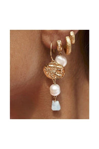 Fairley Pave Crystal Pearl Hoop Earrings