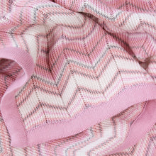 Load image into Gallery viewer, D&#39;Lux Marley Cotton Knitted Zig Zag Cot Blanket - Pink
