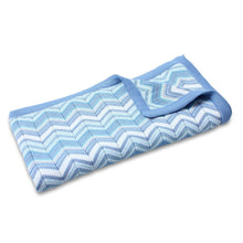 Load image into Gallery viewer, D&#39;Lux Marley Cotton Knitted Zig Zag Cot Blanket - Blue
