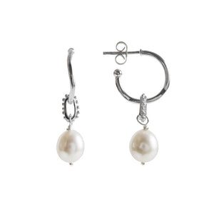 Fairley Pearl Granulation Hoop Earrings