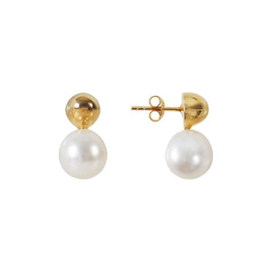 Fairley Pearl Sphere Stud Earrings - Gold