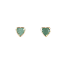 Load image into Gallery viewer, Fairley Emerald Heart Stud Earrings
