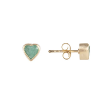 Load image into Gallery viewer, Fairley Emerald Heart Stud Earrings
