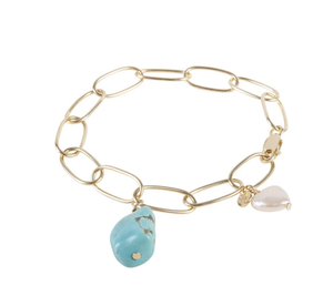Fairley Pearl Turquoise Link Bracelet